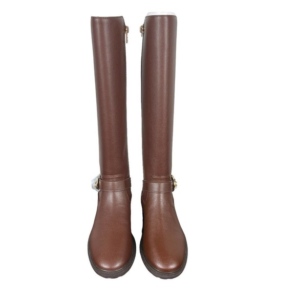 COACH FARRAH SIDE ZIP KNEE HIGH LEATHER BOOT WALNUT BROWN SIZE 7B NEW W/OUT BOX - Picture 1 of 13